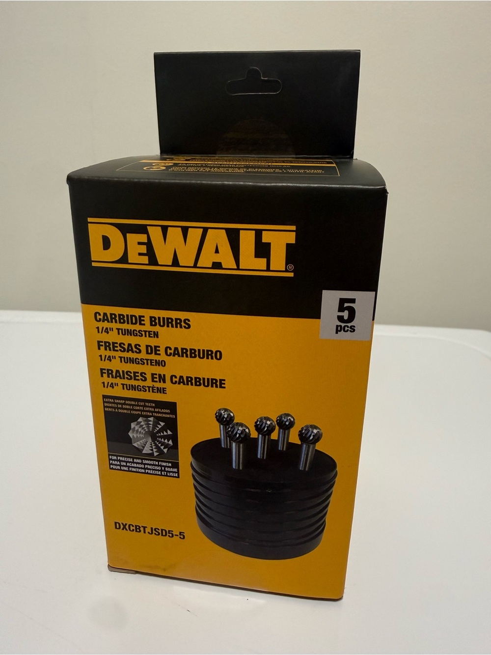 5 PK DEWALT Tungsten Carbide Burr SD-5 with 1/4" Shank for Tough Metalworking